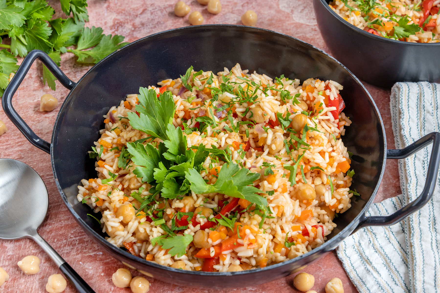 Vegane Gemüsepfanne mit Reis