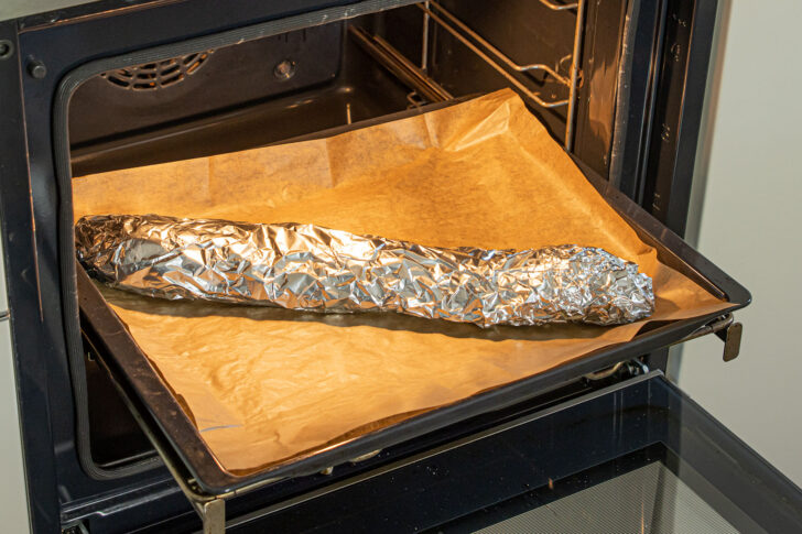 Baguette in Alufolie bei Umluft aufbacken