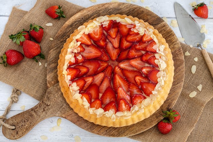 Erdbeerkuchen mit Vanillepudding