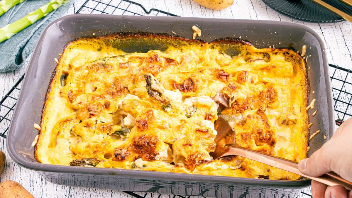 Schnelles Spargelgratin
