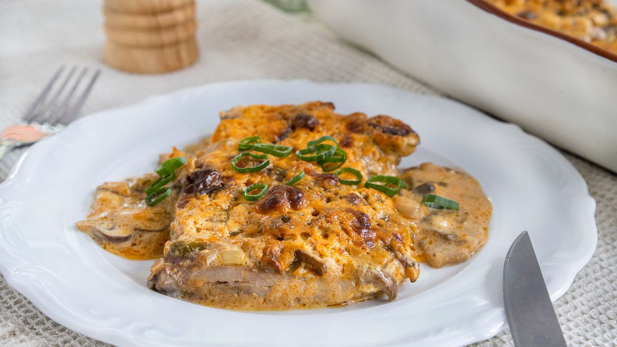 Schnitzelpfanne aus dem Backofen ohne Anbraten