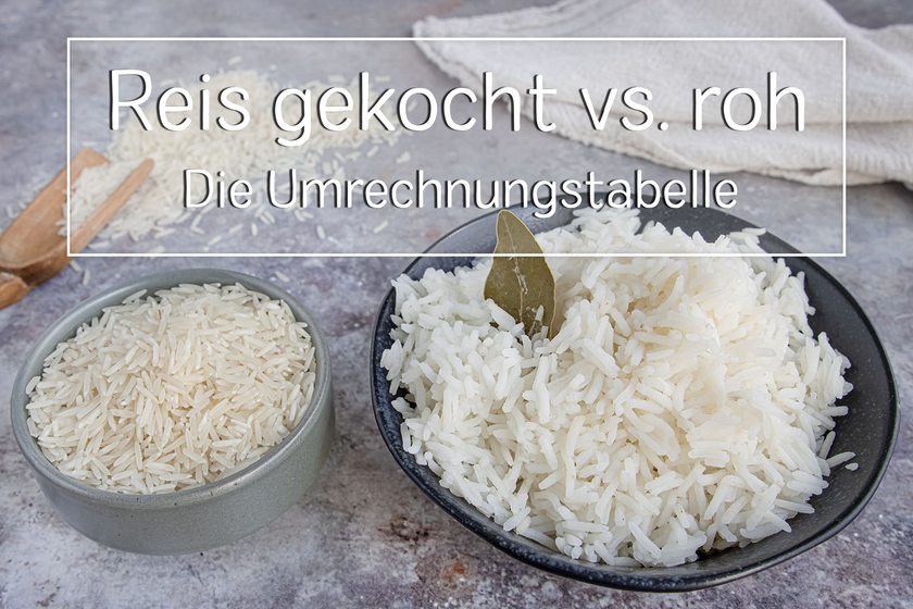 Umrechnungstabelle gekochter und roher Reis - Titel