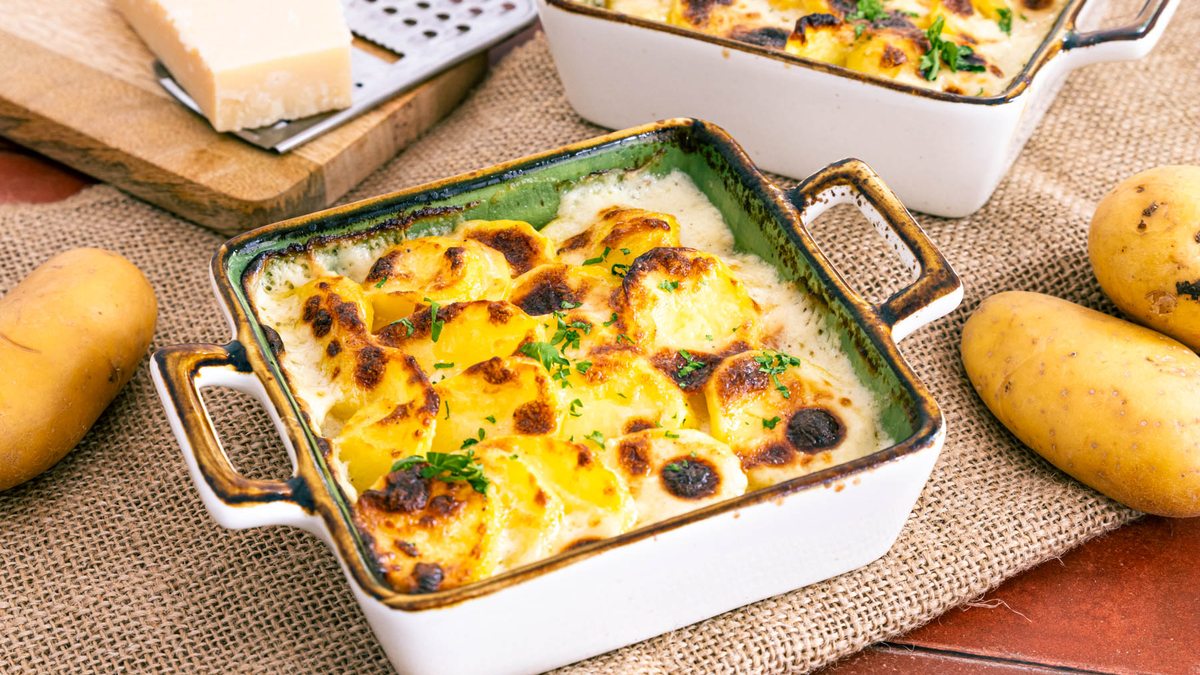 Kartoffelgratin mit rohen Kartoffeln