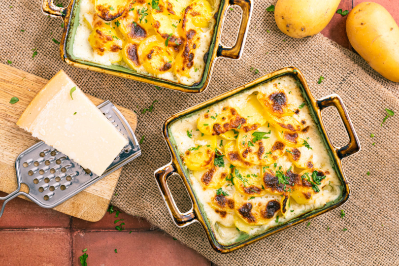 Kartoffelgratin mit rohen Kartoffeln