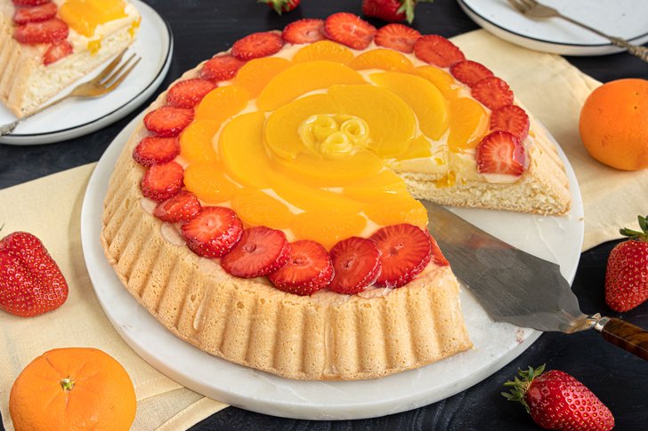 Obstkuchen mit Pudding