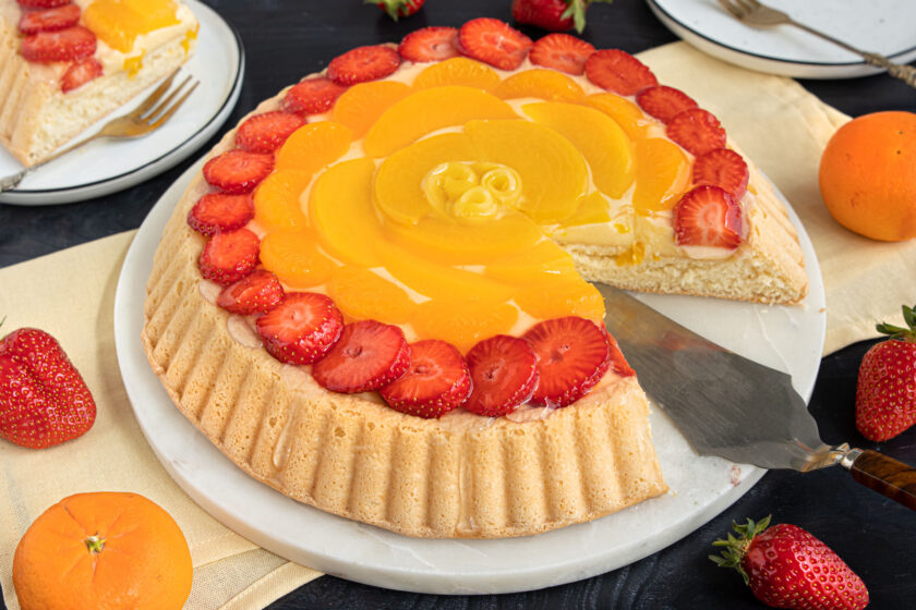 Obstkuchen mit Pudding