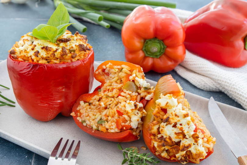 Gefüllte Paprika mit Reis und Feta