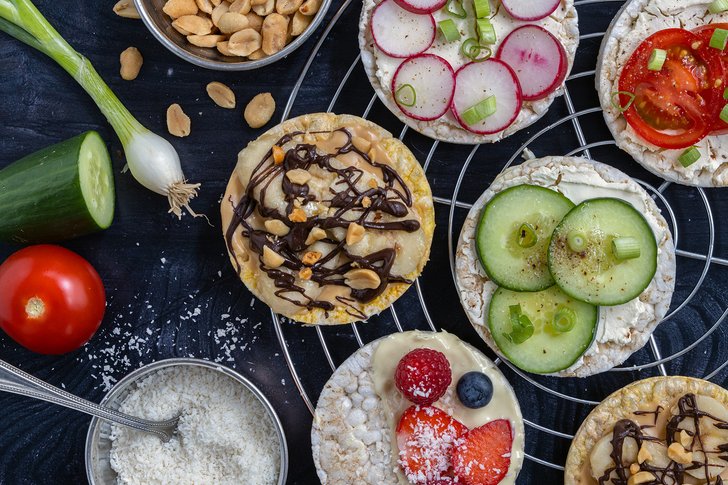 Reiswaffel-Snack mit 3 Toppings