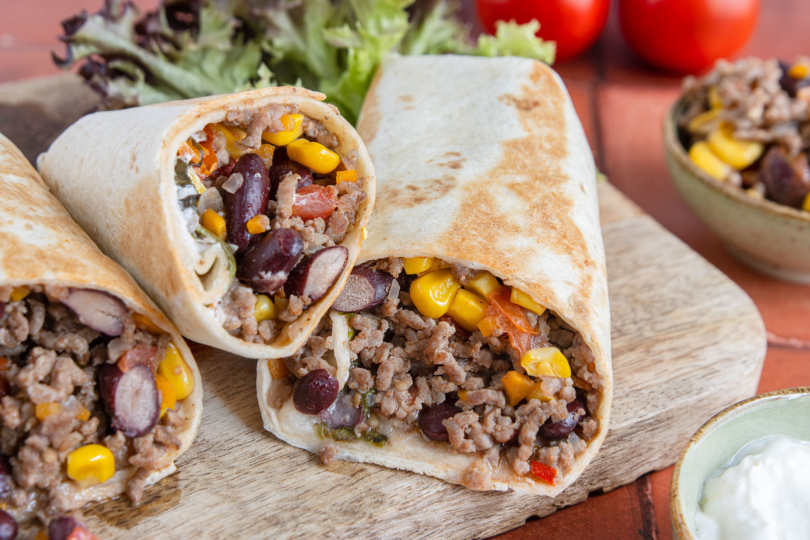 Mexikanische Wraps mit Hackfleisch