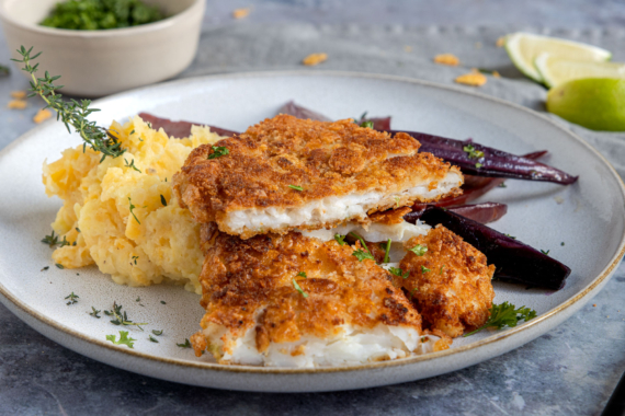 Kabeljau panieren mit Cornflakes Panade | Rezept