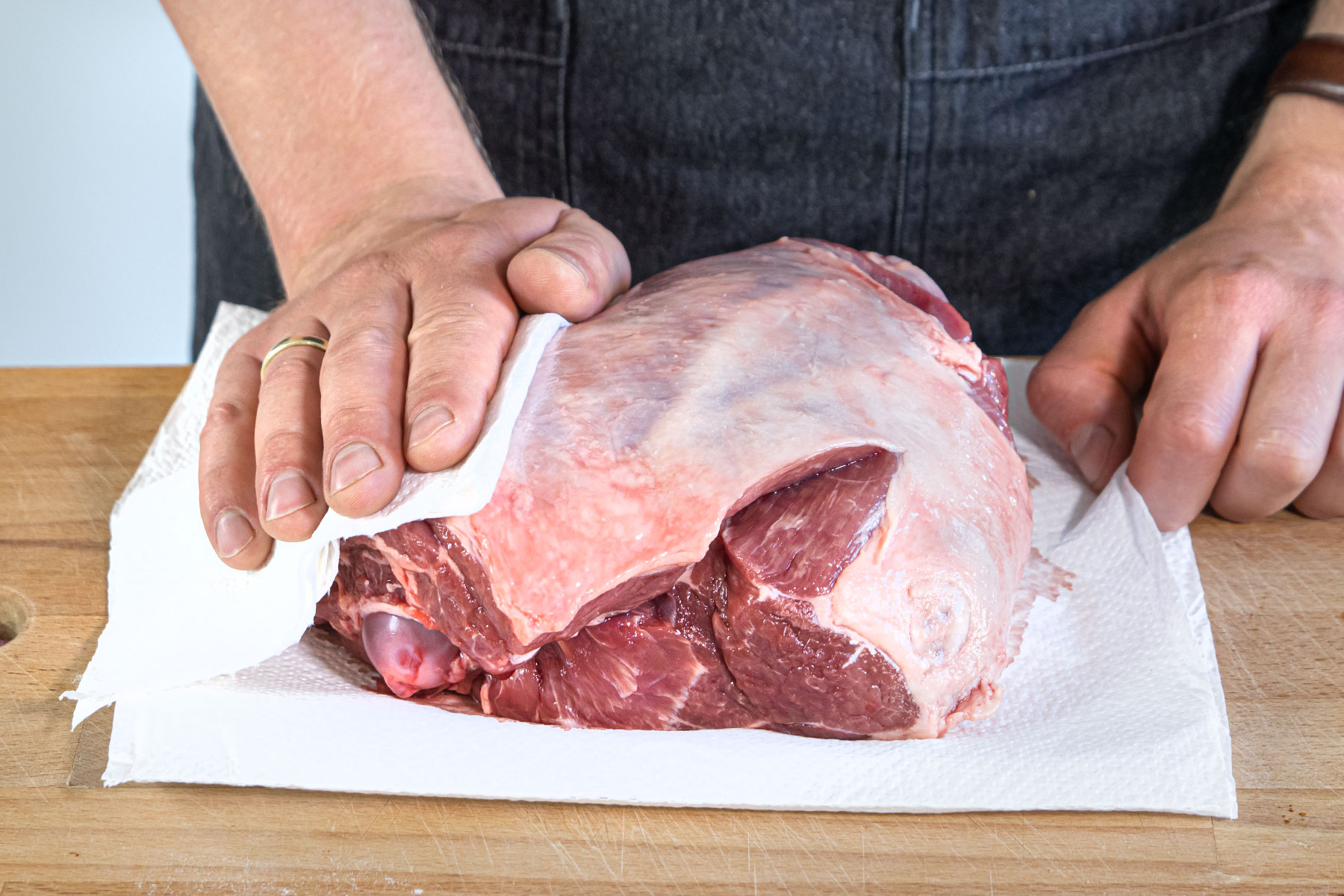 Fleisch trocken tupfen