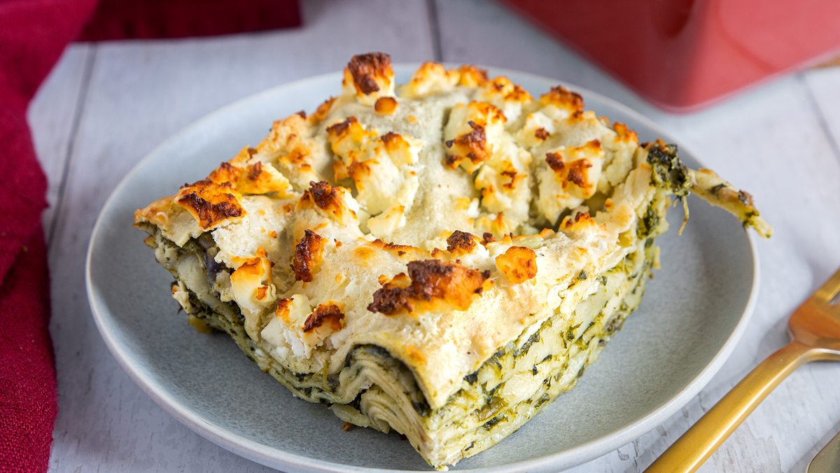 Spinatlasagne mit Feta