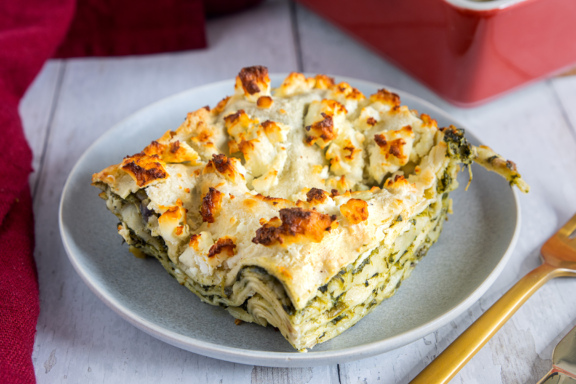 Spinatlasagne mit Feta