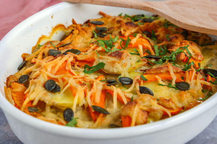Veganer Kartoffel-Kürbis-Auflauf