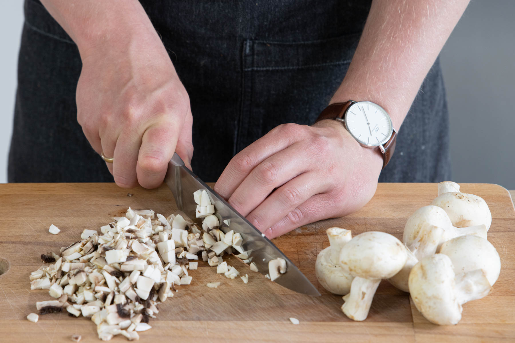 Champignons klein schneiden