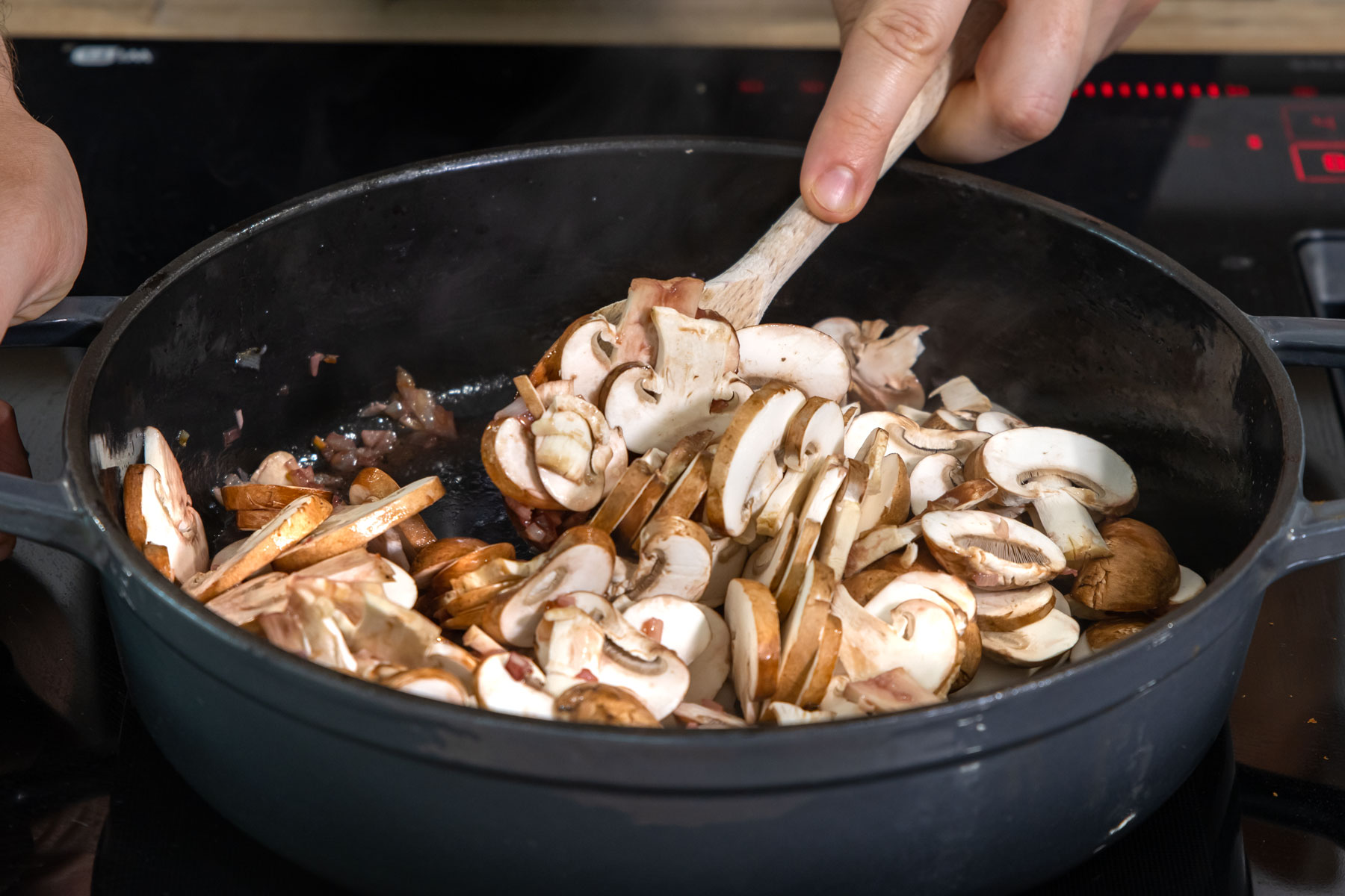 Champignons dazugeben