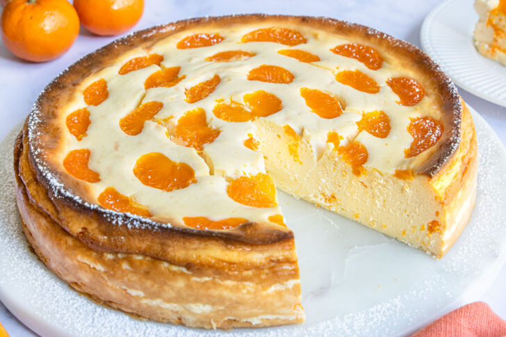 Quarkkuchen mit Mandarinen ohne Boden
