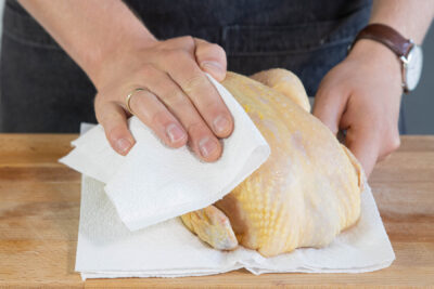 Huhn abtupfen