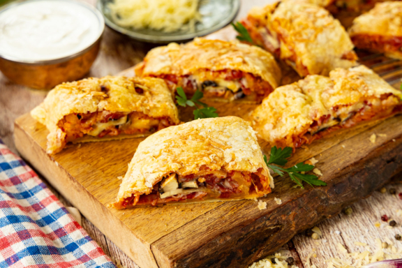Pizza Strudel mit Blätterteig