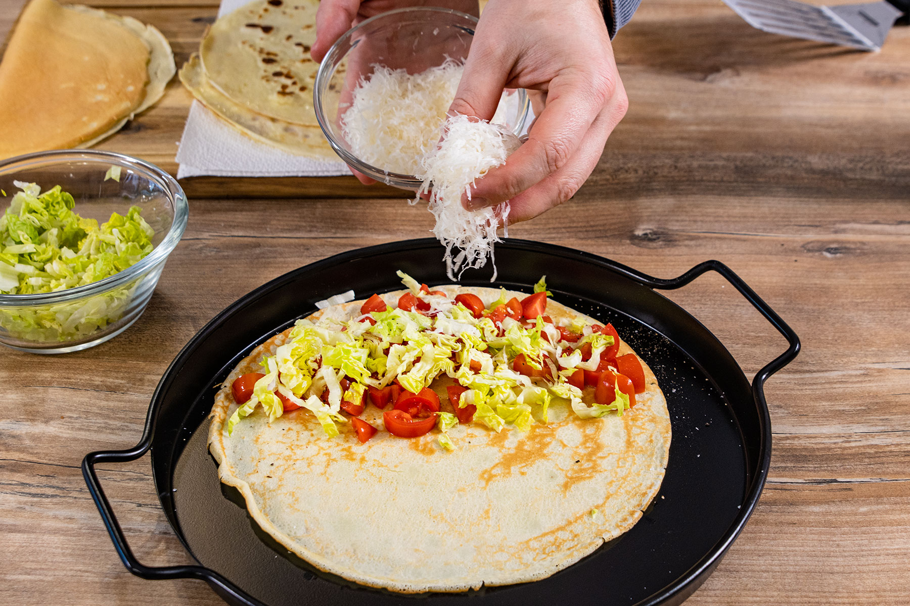 Pfannkuchen belegen