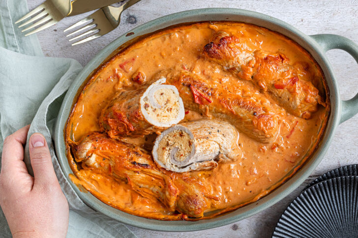 Schweinerouladen mit Frischkäse