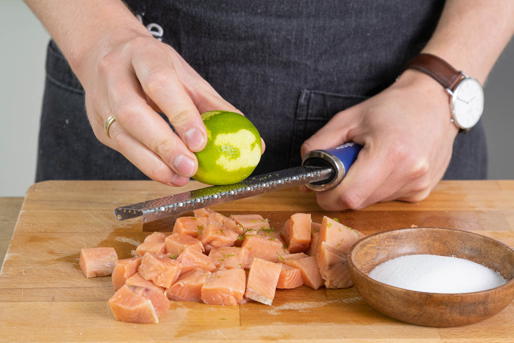 Bandnudeln mit Lachs