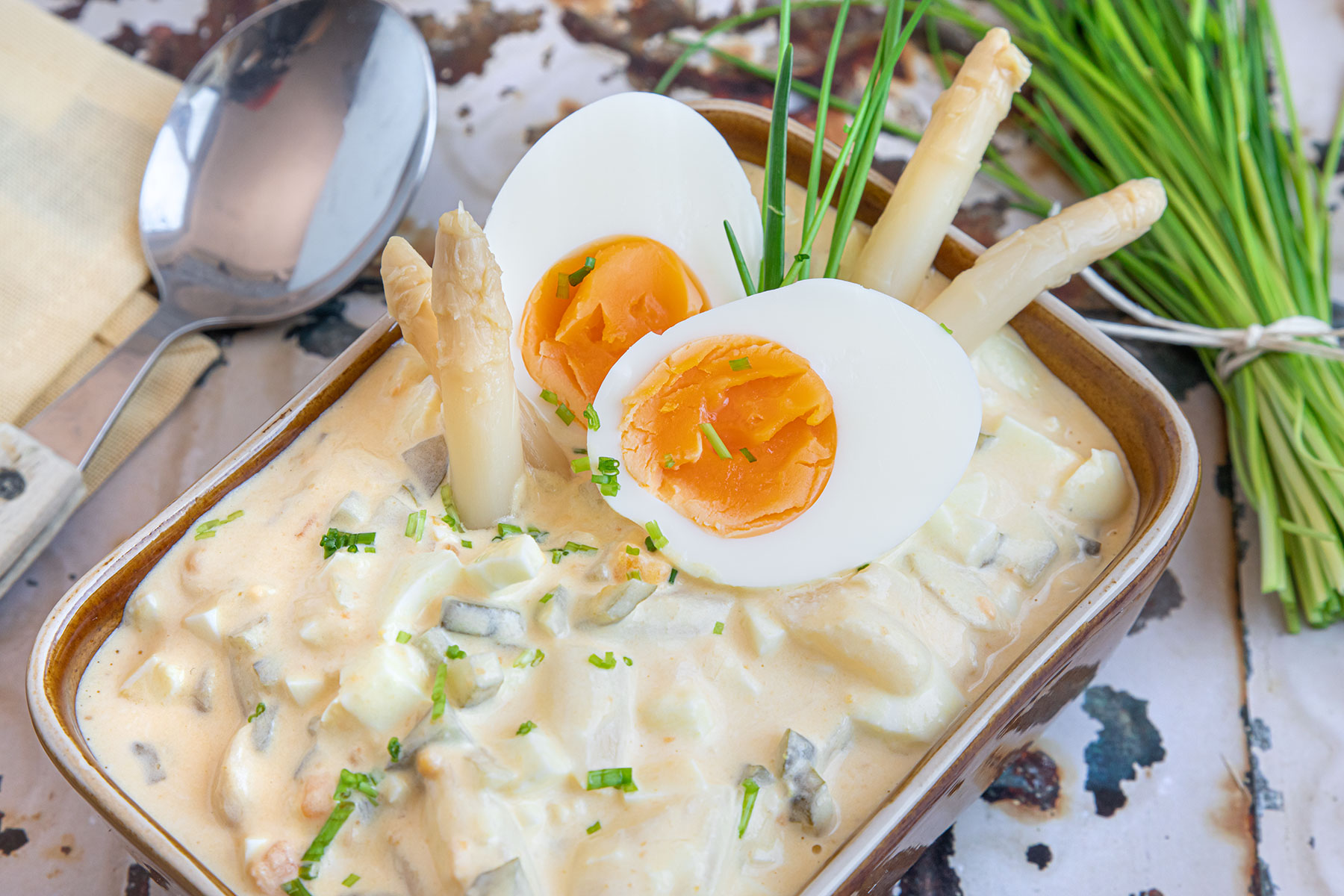 Eiersalat mit Spargel
