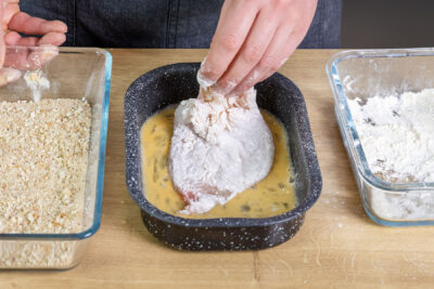 Fleisch panieren
