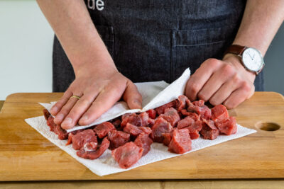 Rindfleisch abtupfen