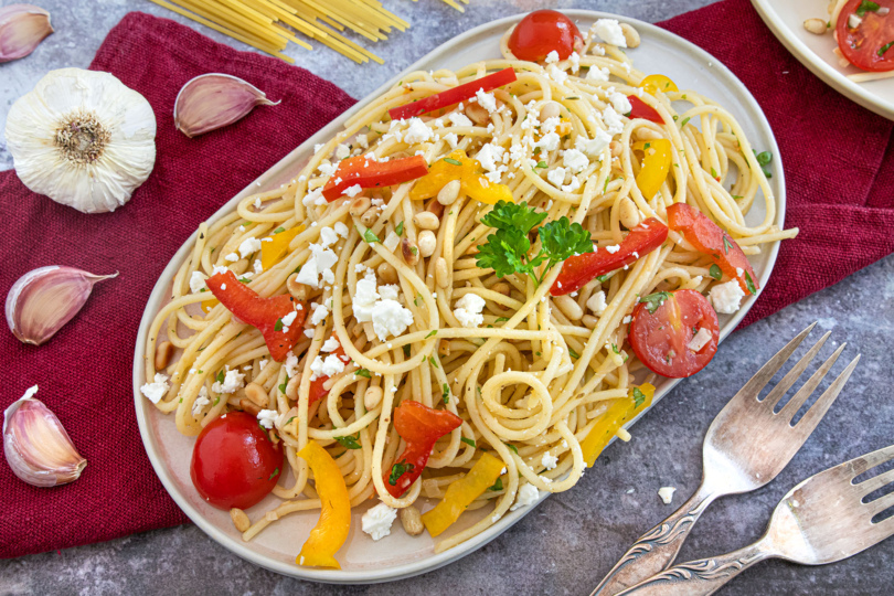 Spaghettisalat mit Knoblauch