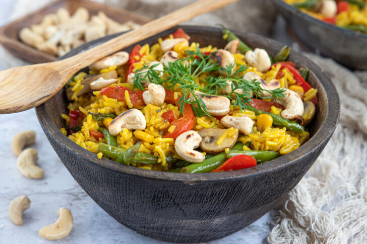 vegetarische asiatische Reispfanne