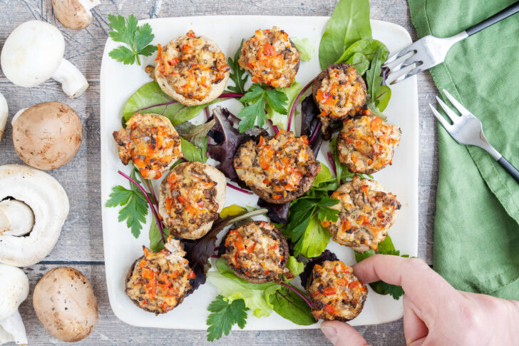 vegetarisch gefüllte Champignons