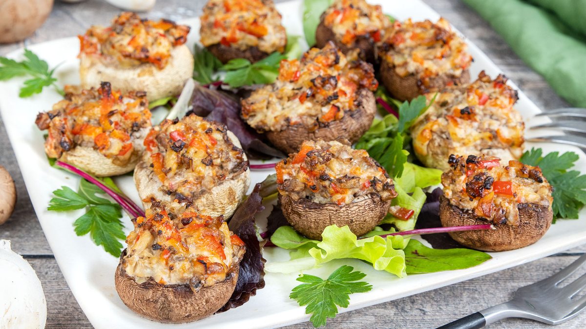 Vegetarisch gefüllte Champignons