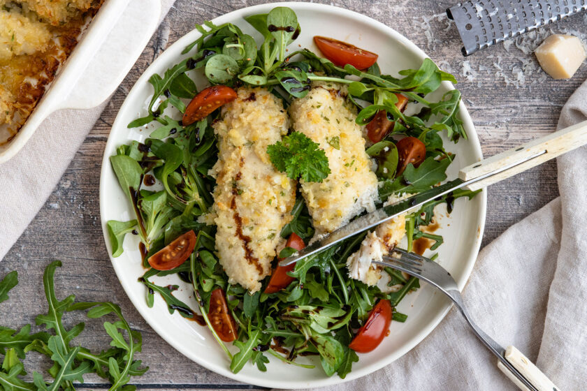 Hähnchenbrust mit Parmesan-Kruste