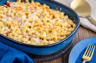 Einfaches Nudel-Schinken-Gratin
