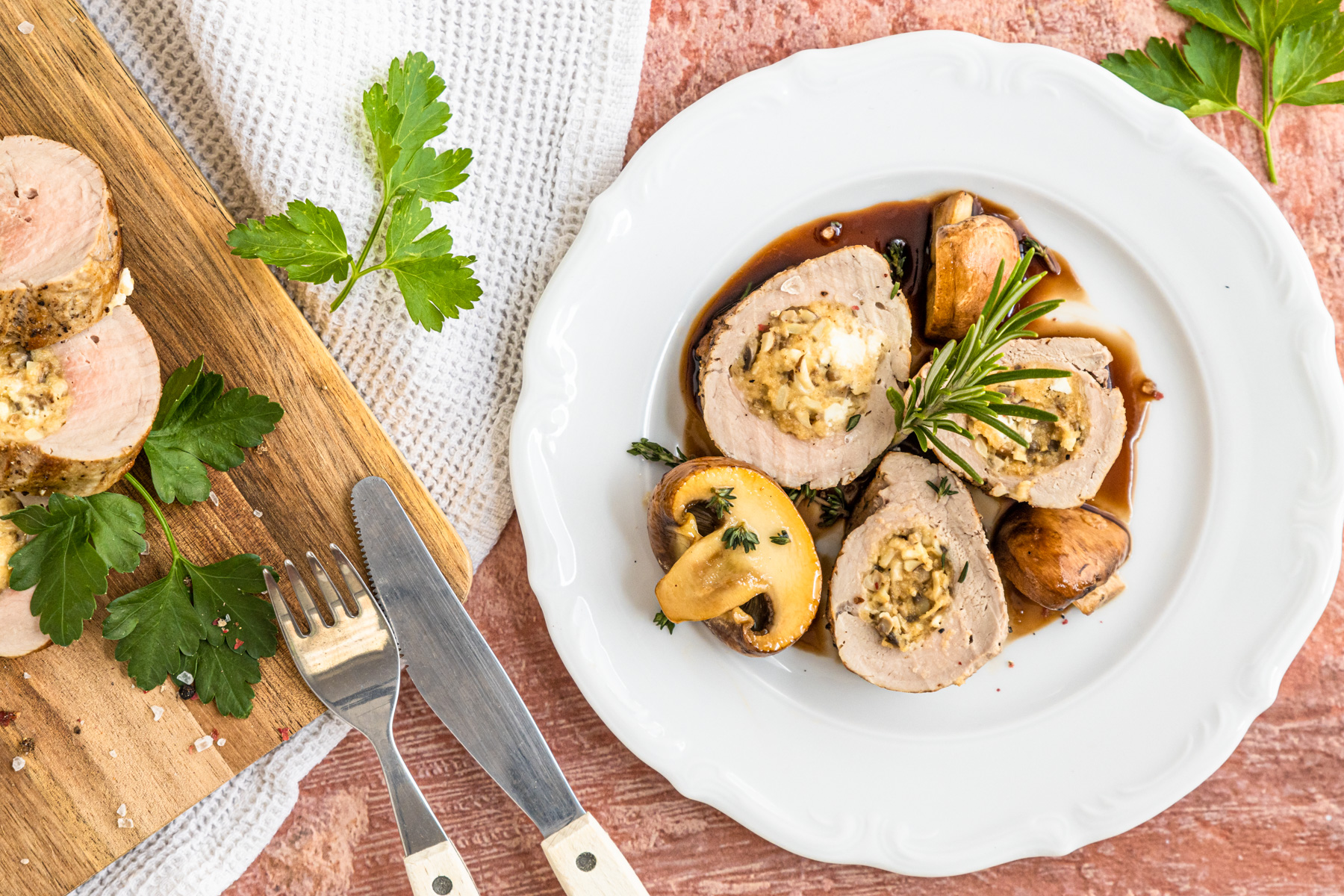Gefülltes Schweinefilet im Backofen