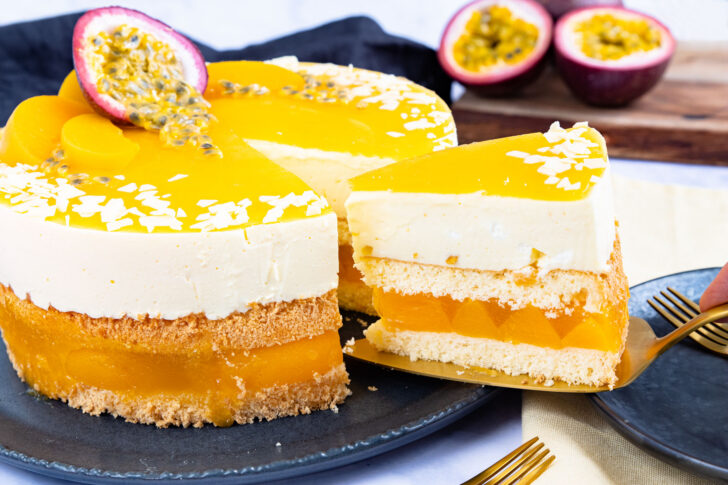 Fruchtige Pfirsich-Maracuja-Torte