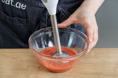 Erdbeeren pürrieren