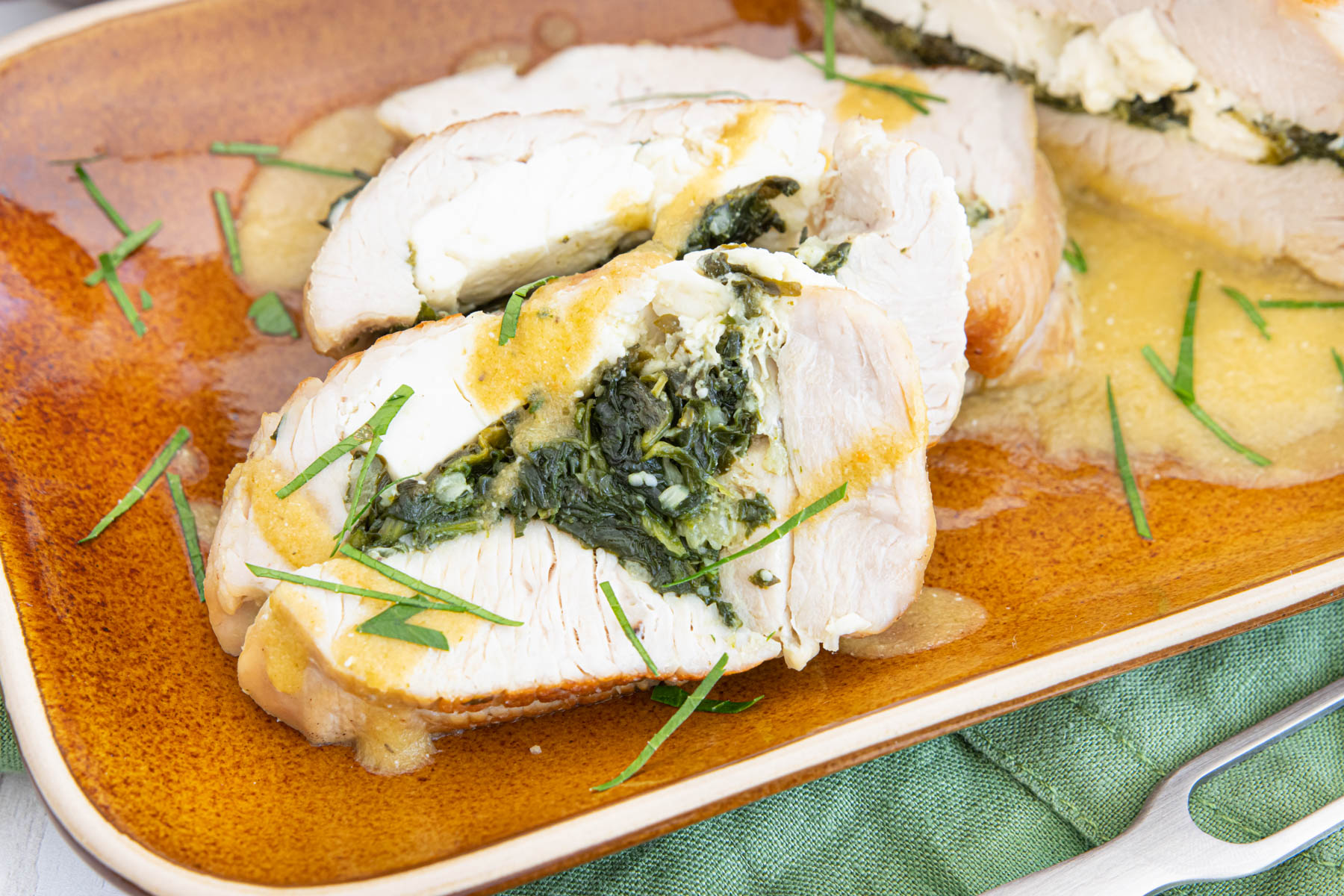 gefüllte Putenbrust mit Spinat und Feta