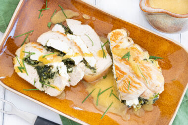 gefüllte Putenbrust mit Spinat und Feta