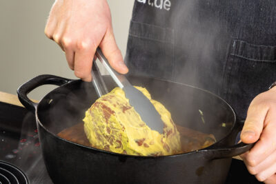 Kasslerbraten dazugeben