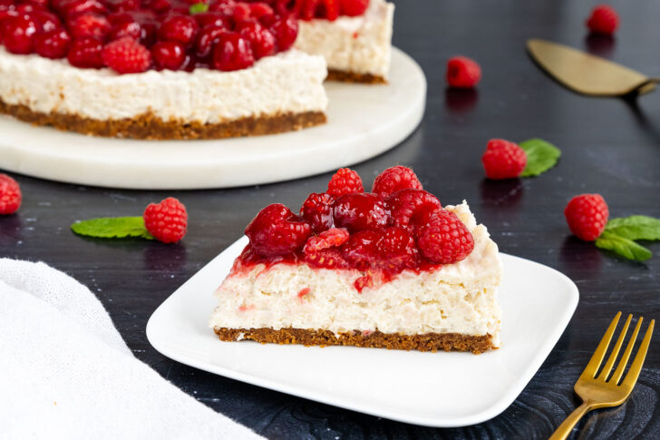 Milchreistorte mit Himbeeren