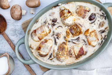 Schweinefilet in Sahnesoße aus dem Backofen