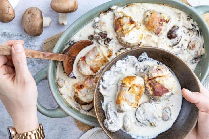 Schweinefilet in Sahnesoße aus dem Backofen