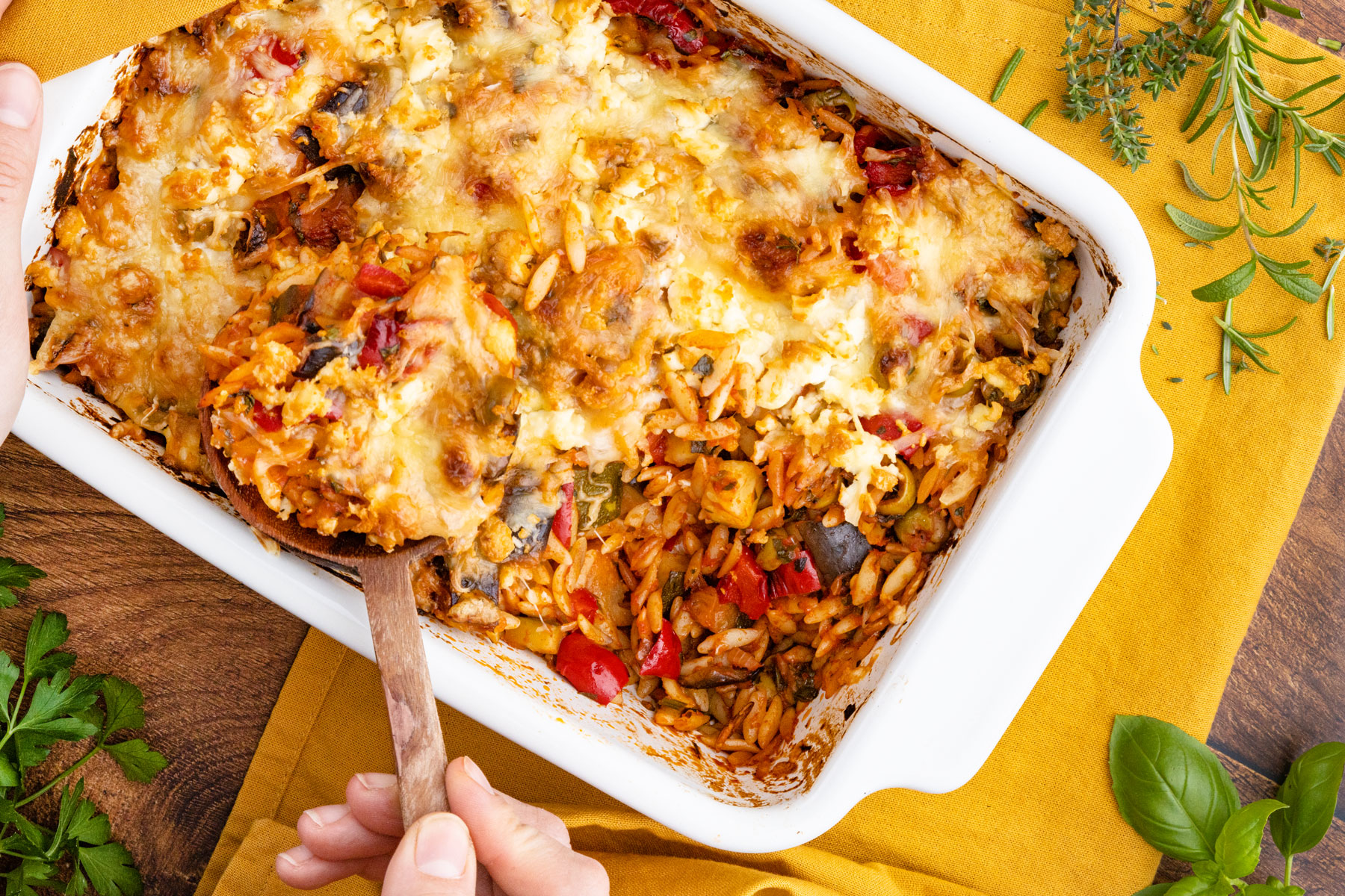 Vegetarischer Kritharaki-Auflauf