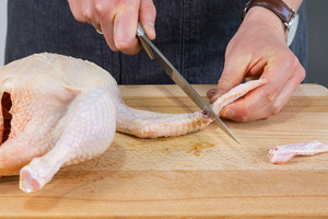 den unteren Teil der Flügel entfernen