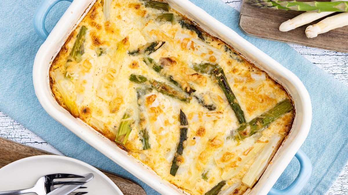 Einfacher vegetarischer Spargelauflauf | Rezept