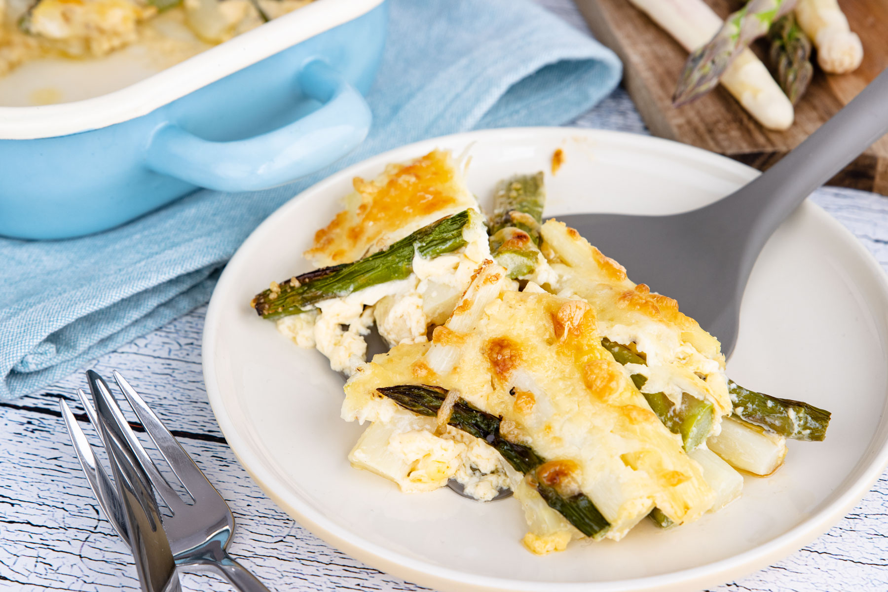 Einfacher vegetarischer Spargelauflauf