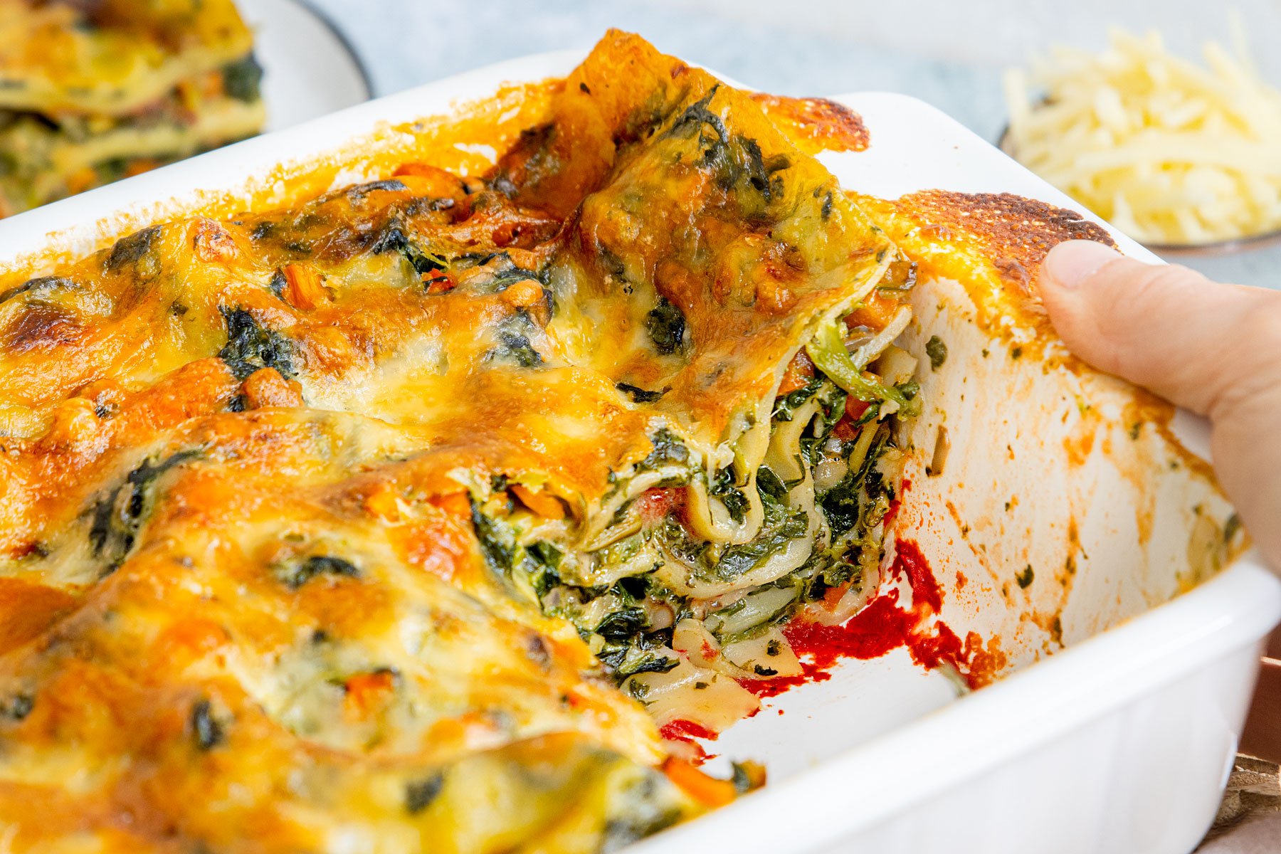Gemüselasagne mit Spinat