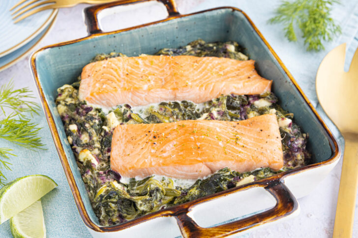 Lachs mit Spinat aus dem Ofen